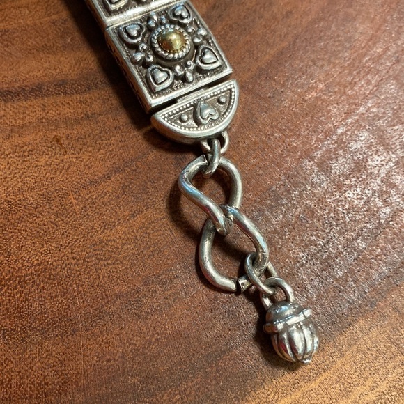 BRIGHTON vintage‎ square link silver and gold shield toggle clasp bracelet - Picture 3 of 7